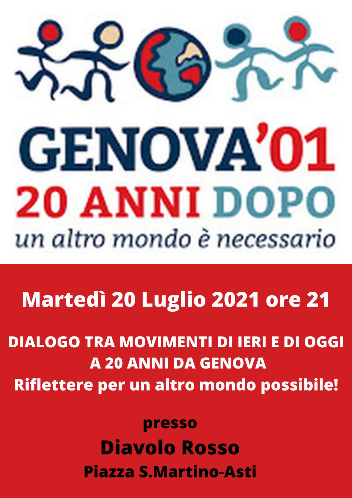 Martedì al Diavolo Rosso Genova 2001 venti anni dopo, un altro mondo è  necessario 