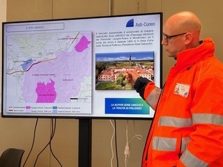 Alcuni momenti del sopralluogo sul cantiere dell'autostrada Asti-Cuneo grazie all'iniziativa di Itinera, Confindustria Piemonte e Confindustria Cuneo