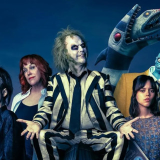 Un'immagine promozionale di Beetlejuice Beetlejuice - Al cast originale, che ritorna pressoché in toto, si è aggiunta la stella in ascesa Jenna Ortega (già Mercoledì Addams nella serie prodotta e parzialmente diretta da Burton)