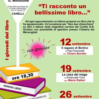 Canelli: nuovi aperitivi letterari alla Biblioteca Monticone.