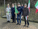 Il presidente della Sezione Ana di Asti Fabrizio Pighin (al centro) con il comandante della fanfara Bandella del Lago Maggiore (alla sua destra), il rappresentante del Gruppo di Massino Visconti Sezione di Intra (il primo alla sua sinistra) e quello di Tambre della Sezione di Belluno