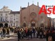 Gli studenti in piazza San Secondo in occasione della prima manifestazione di questo tipo, risalente ai mesi scorsi