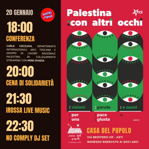 La Casa del Popolo ospiterà un'iniziativa di solidarietà per Gaza