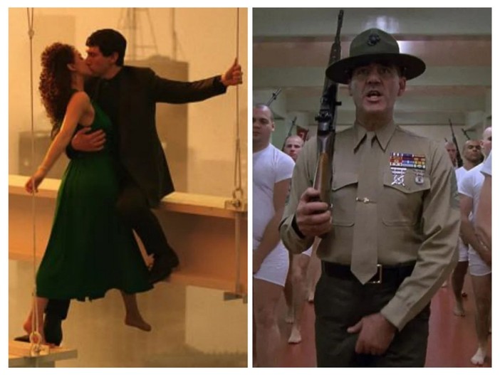 Un collage di immagini tratte da Megalopolis (a sinistra) e Full metal jacket