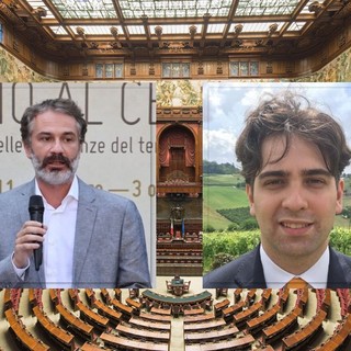 Nel fotomontaggio Andrea Giaccone (immagine a sinistra) e Paolo Romano con, sullo sfondo, l'aula di Montecitorio