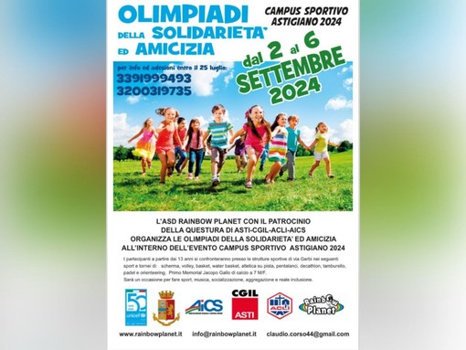 Olimpiadi della Solidarietà e Amicizia: Al via il Campus Sportivo Astigiano