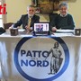 Nell'immagine (Merfephoto - Efrem Zanchettin) Luca Matteja (a sinistra) e Marco Crivelli. Nella foto sul PC il Segretario nazionale Grimoldi, che successivamente è intervenuto in video