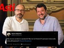 Nell'immagine (ph. Merphefoto - Efrem Zanchettin) la stretta di mano tra Rasero e Salvini durante la visita elettorale da parte di quest'ultimo e, in sovrapposizione, il tweet di Rasero