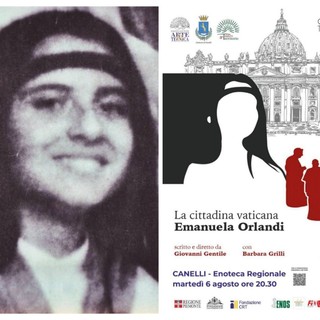 La celebre foto di Emanuela Orlandi usata durante le sue ricerche post scomparsa, ha ispirato anche la locandina dello spettacolo (immagine a destra)