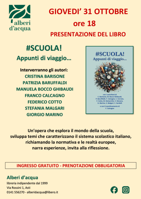 Presentazione astigiana per un nuovo saggio 'a più mani' sulla scuola