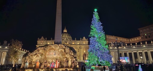 Acceso l'albero donato dal Piemonte al Papa  &quot;astigiano&quot; [VIDEO E FOTO]