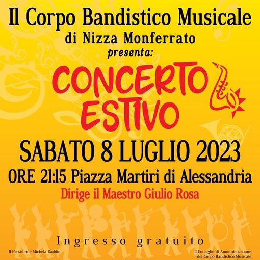 Il Corpo Bandistico Musicale di Nizza in esibizione stasera per il concerto estivo