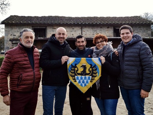 Francesco Caria con il rettore e la dirigenza di Castell'Alfero