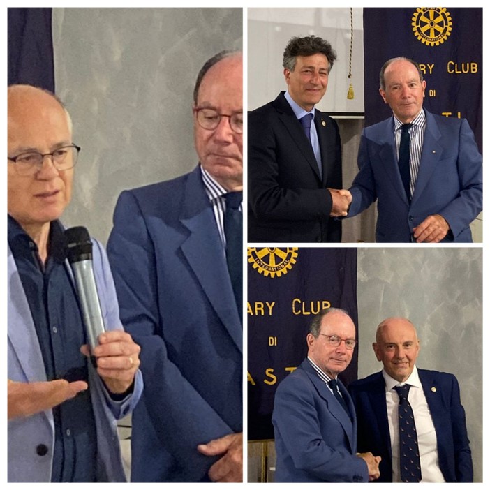 Il presidente Florio con il Prefetto Ventrice, neo socio onorario, e con gli insigniti Giuseppe Amico (Caritas) e Carlo Bosticco