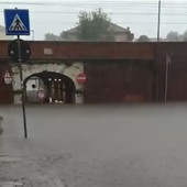 La zona di sottopasso al Mulino allagata per le piogge di questa mattina