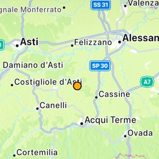 Scossa di terremoto oggi nell'Astigiano, a Bruno, con magnitudo 2.5, ipocentro a 19 chilometri di profondità